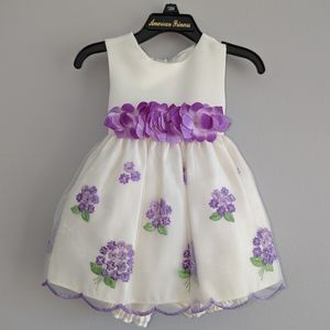 American Princess 12 mo Baby Girl Dress & Bloomers Party Easter Lilac & Ivory